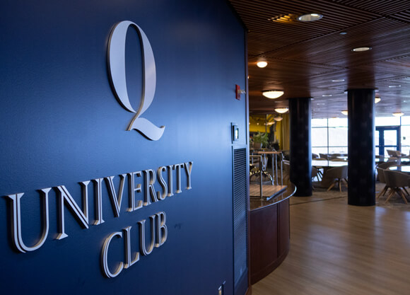 Close up of the University Club lettering on the wall